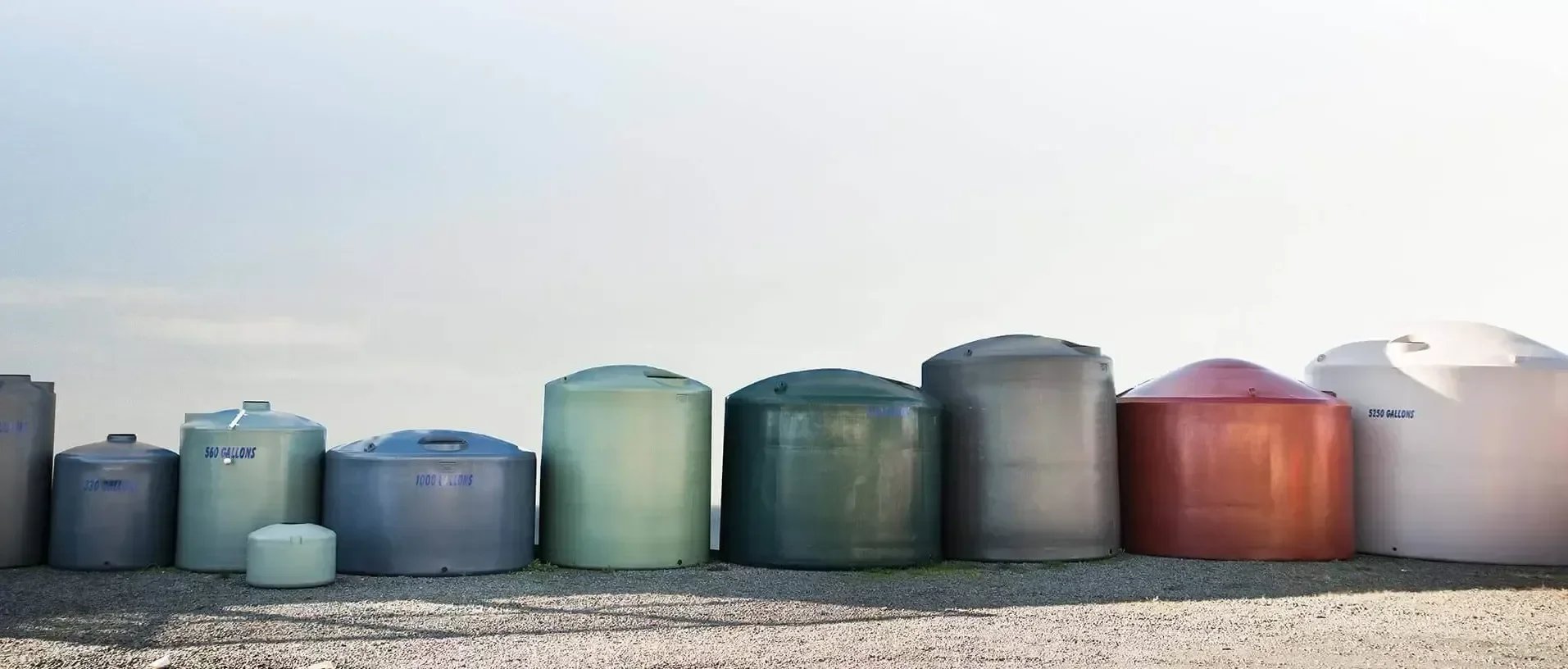 Range of PineCrest poly water tanks, Sorell factory yard
